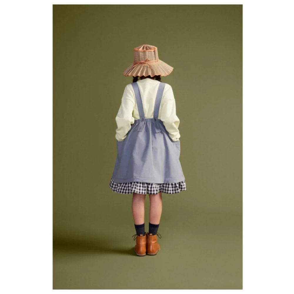 The Sunday Collective Backyard Apron Dress Ruffle Hem Size 4Y In Flint Stone NWT